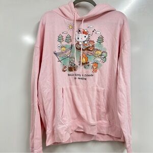 0302 Hello Kitty And Friends Camping Pink Character Hoodie Pullover Women's XL